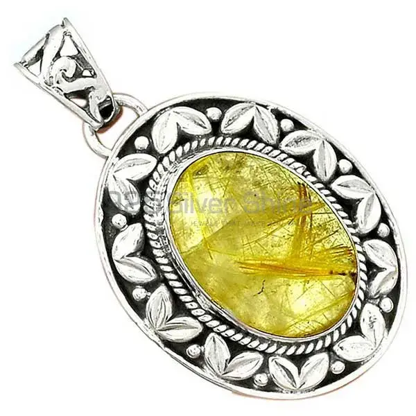 925 Fine Silver Pendants In Golden Rutile Gemstone Jewelry 925SP48_0