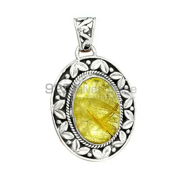 High Quality 925 Fine Silver Pendants Suppliers In Golden Rutile Gemstone Jewelry 925SP48_1