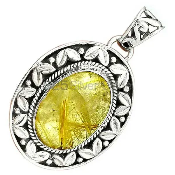 High Quality 925 Fine Silver Pendants Suppliers In Golden Rutile Gemstone Jewelry 925SP48_2
