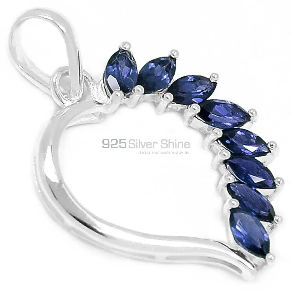 High Quality 925 Fine Silver Pendants Suppliers In Iolite Gemstone Jewelry 925SSP304-3