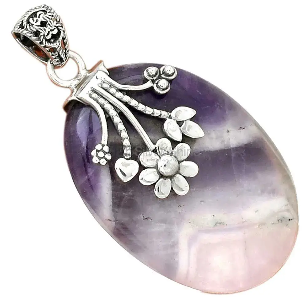 High Quality 925 Fine Silver Pendants Suppliers In Amethyst Lace Agate Gemstone Jewelry 925SP076-1