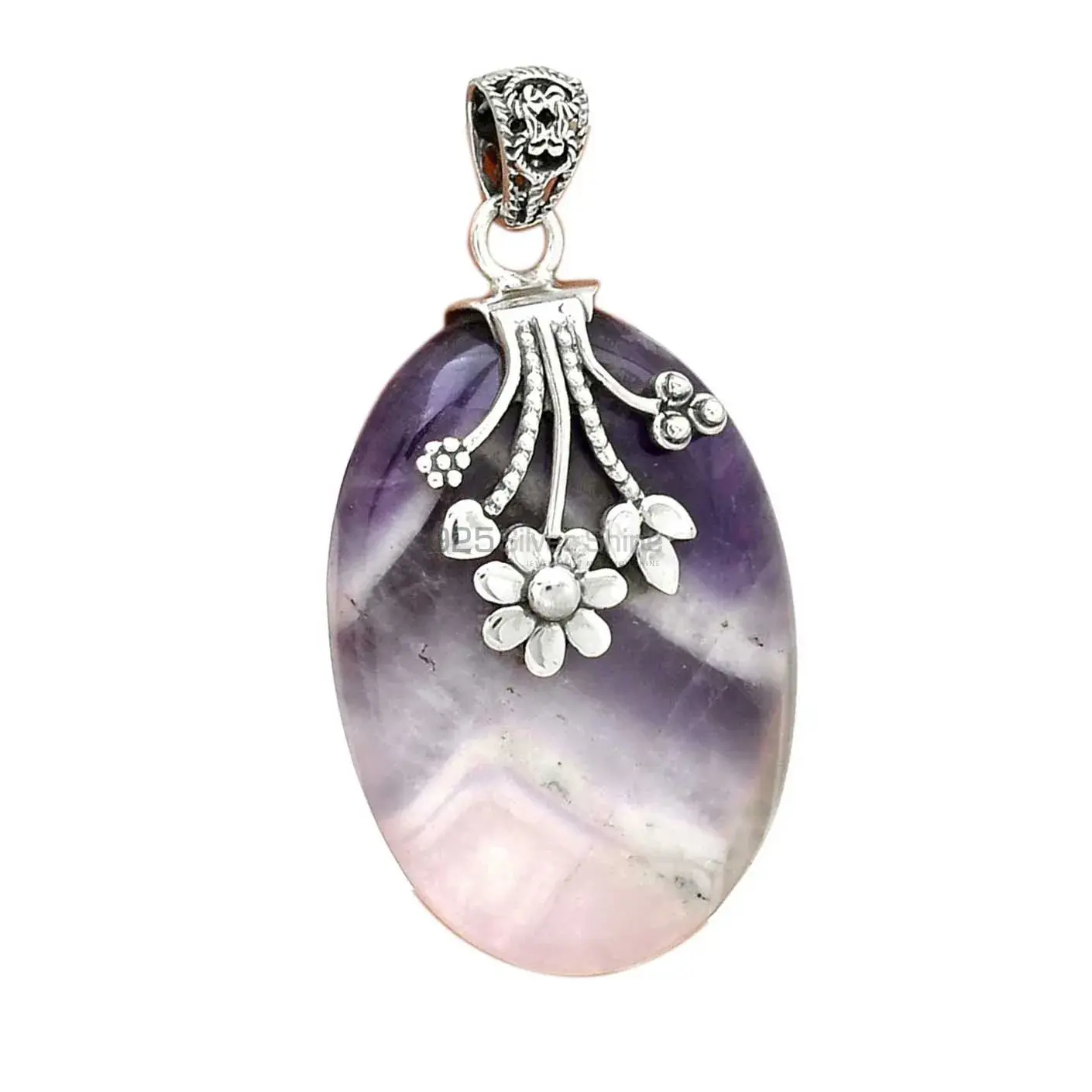 925 Fine Silver Pendants In Amethyst Lace Agate Gemstone Jewelry 925SP076-1_2