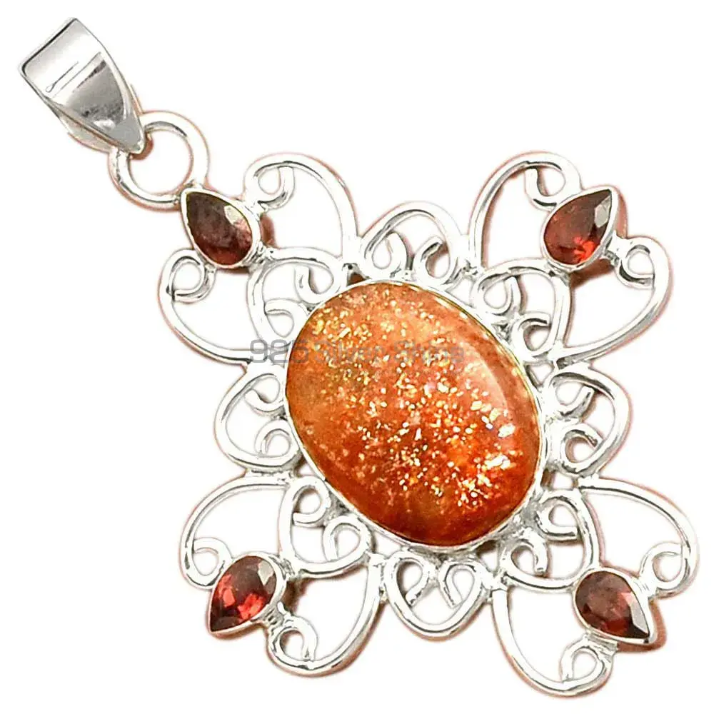 925 Fine Silver Pendants In Multi Gemstone Jewelry 925SP097-5_0