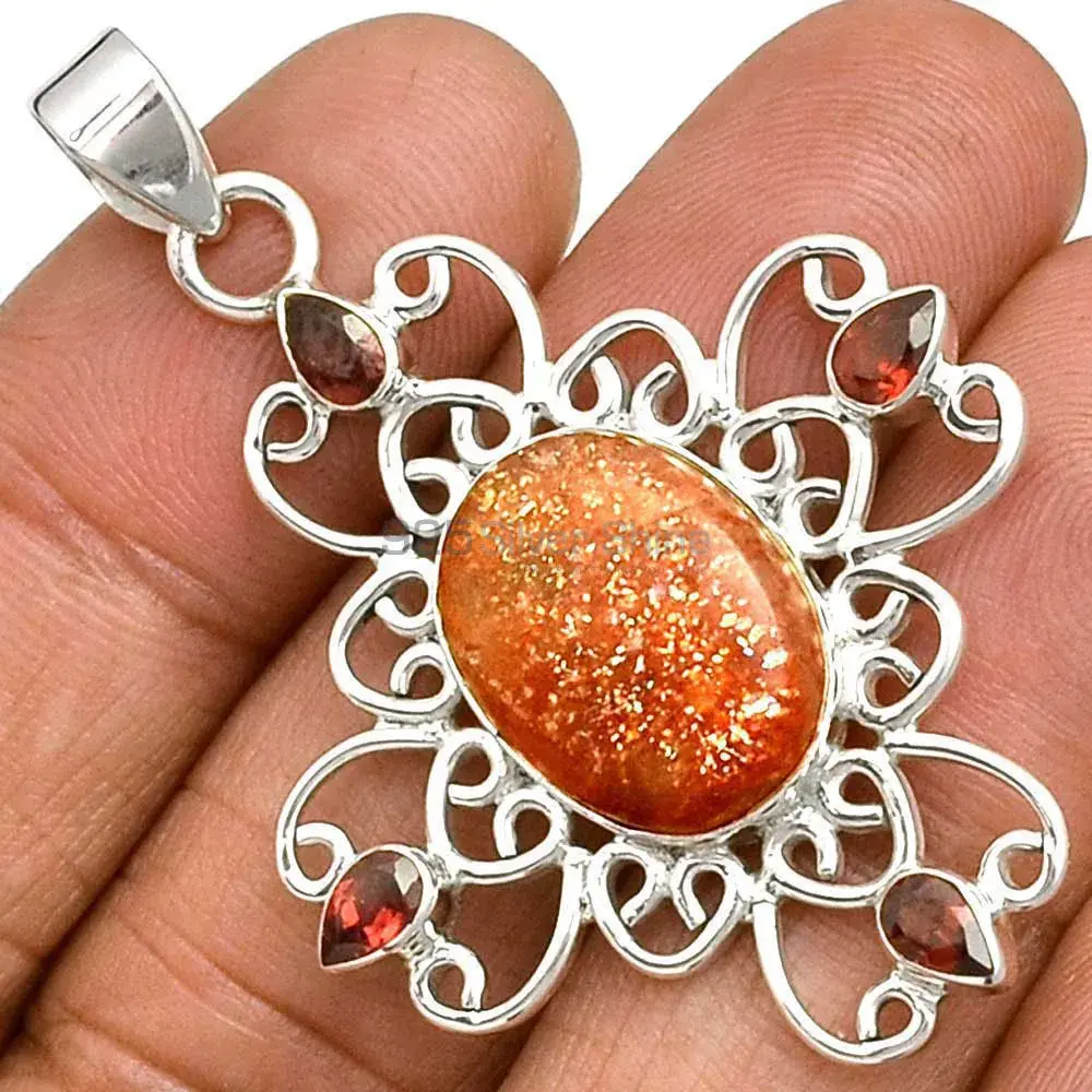 925 Fine Silver Pendants In Multi Gemstone Jewelry 925SP097-5_1