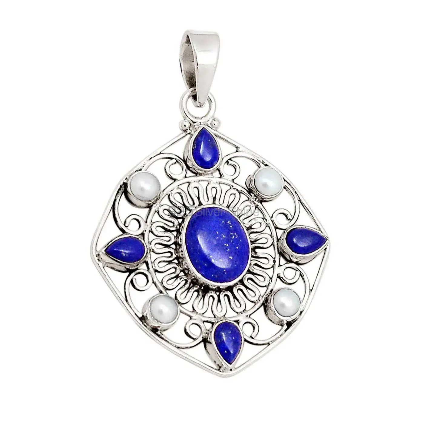 925 Fine Silver Pendants In Multi Gemstone Jewelry 925SP110-1_1