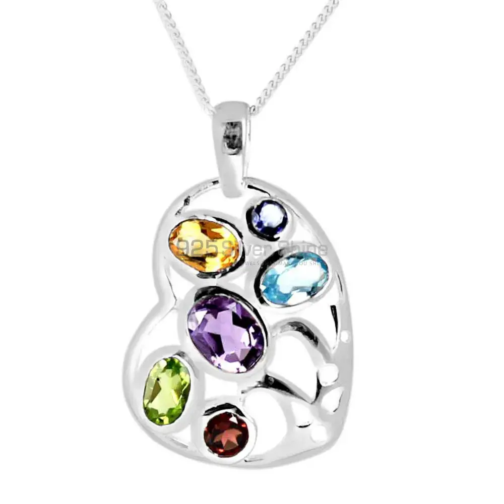 High Quality 925 Fine Silver Pendants Suppliers In Multi Gemstone Jewelry 925SP230-5