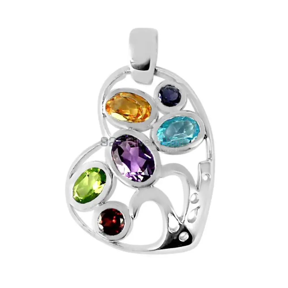 High Quality 925 Fine Silver Pendants Suppliers In Multi Gemstone Jewelry 925SP230-5_0