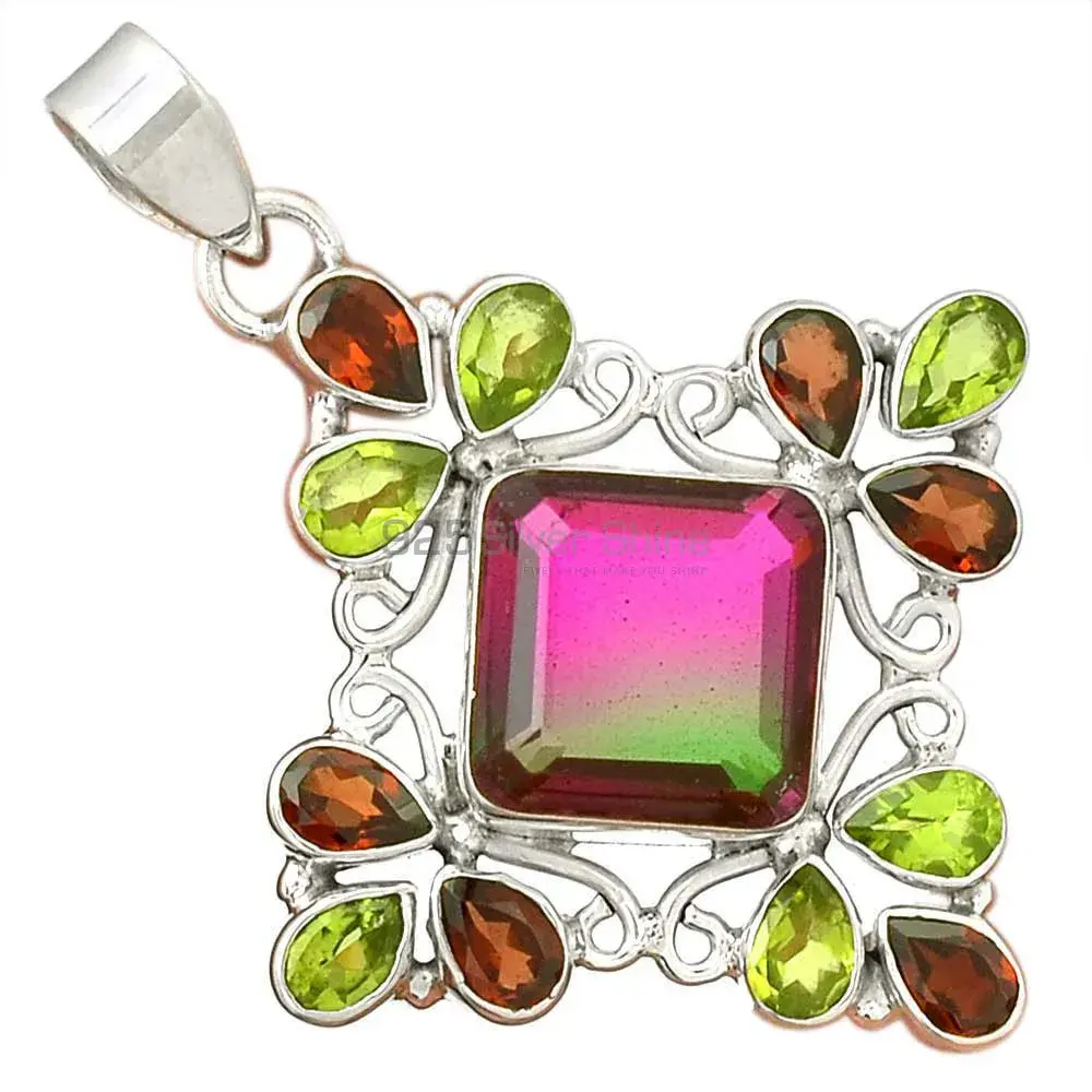 High Quality 925 Fine Silver Pendants Suppliers In Multi Gemstone Jewelry 925SP37-3
