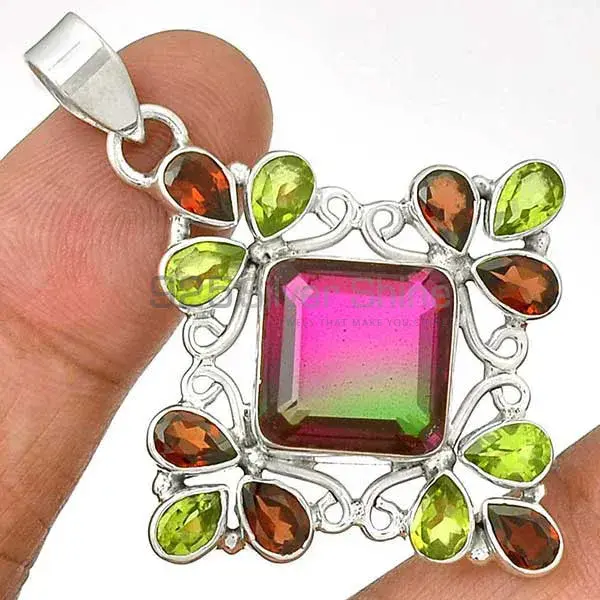 High Quality 925 Fine Silver Pendants Suppliers In Multi Gemstone Jewelry 925SP37-3_0