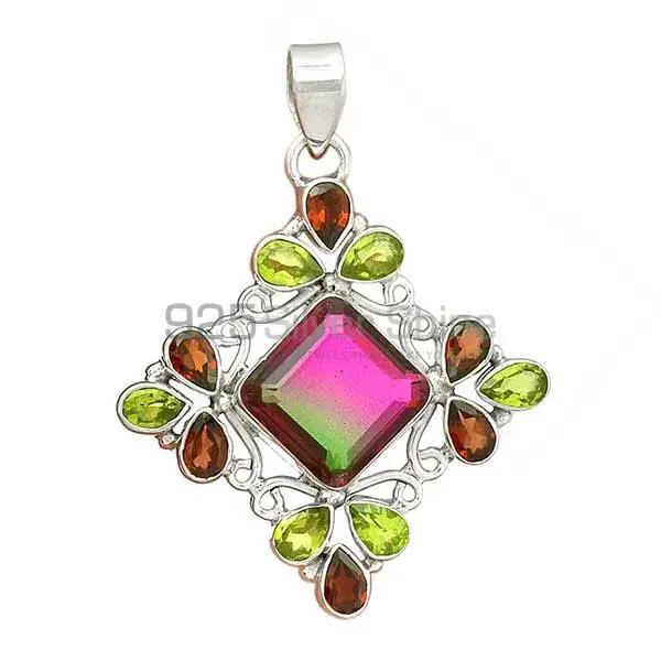 High Quality 925 Fine Silver Pendants Suppliers In Multi Gemstone Jewelry 925SP37-3_1