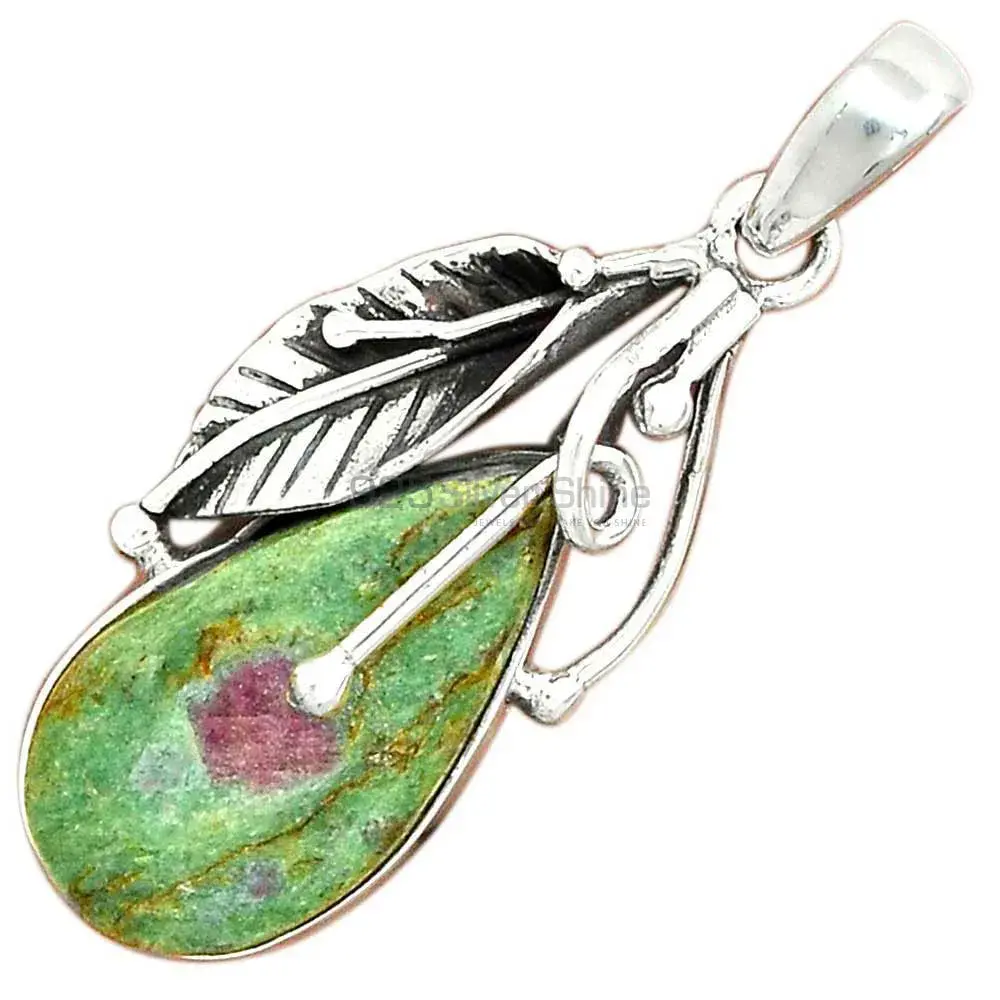 High Quality 925 Fine Silver Pendants Suppliers In Ruby Zoisite Gemstone Jewelry 925SP64-4_0
