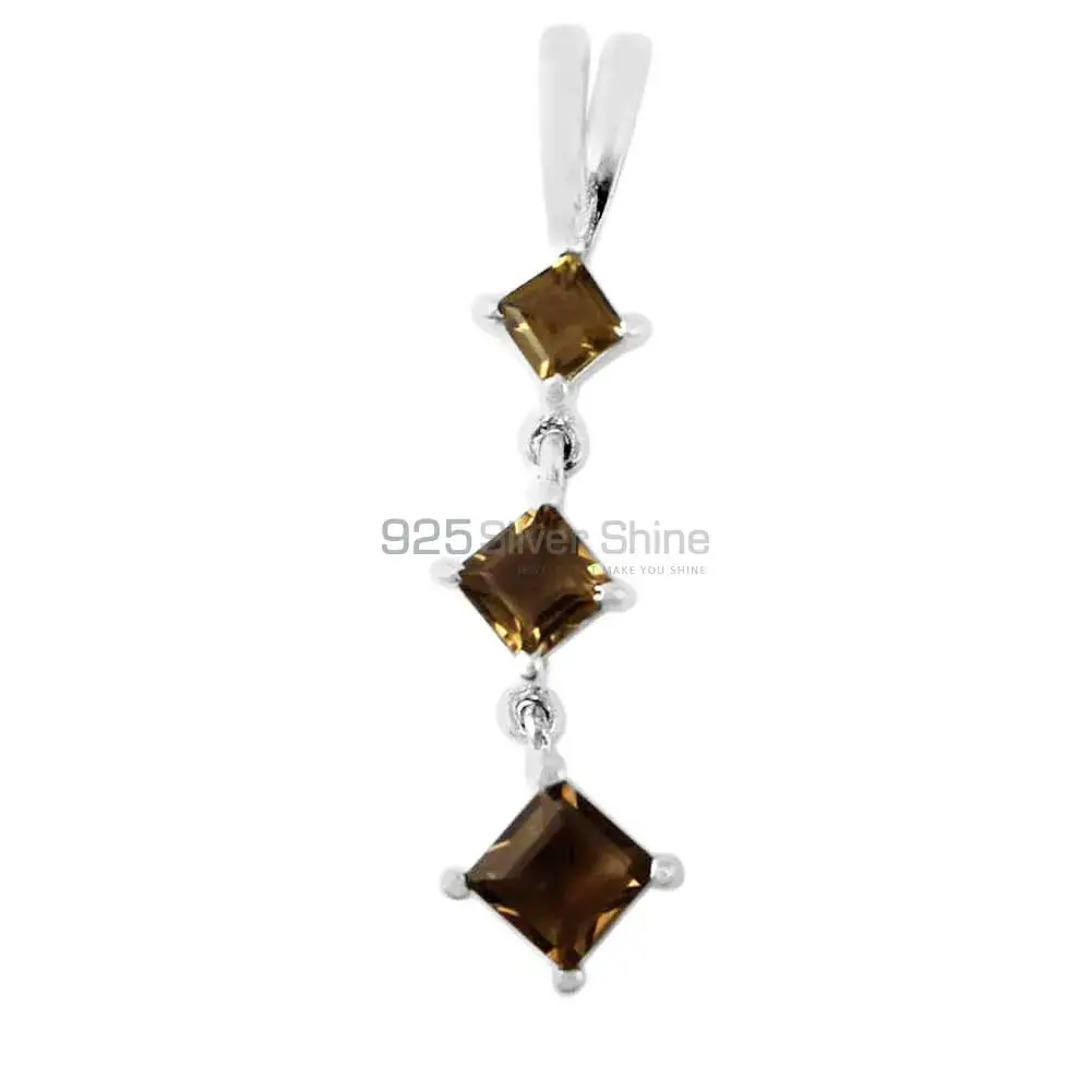 925 Fine Silver Pendants In Smokey Gemstone Jewelry 925SP214-7_1
