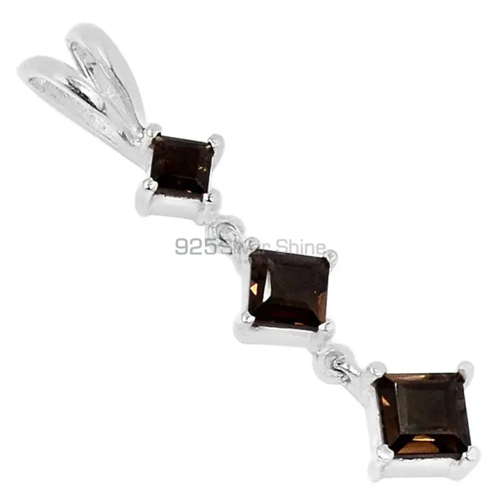 High Quality 925 Fine Silver Pendants Suppliers In Smokey Gemstone Jewelry 925SP214-7_1