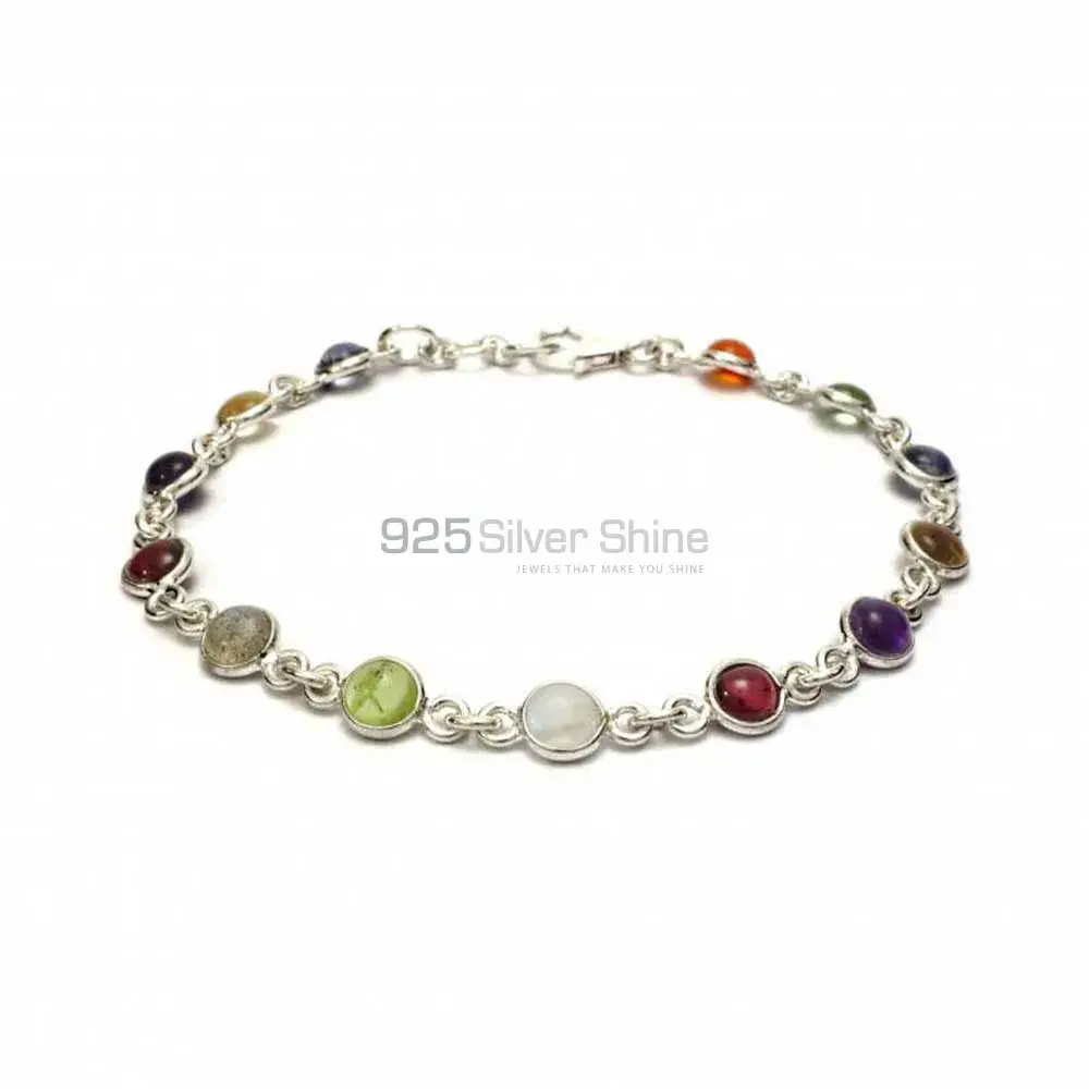 High Quality 925 Solid Silver Bracelets Exporters In Multi Stone Gemstone Jewelry 925SB254