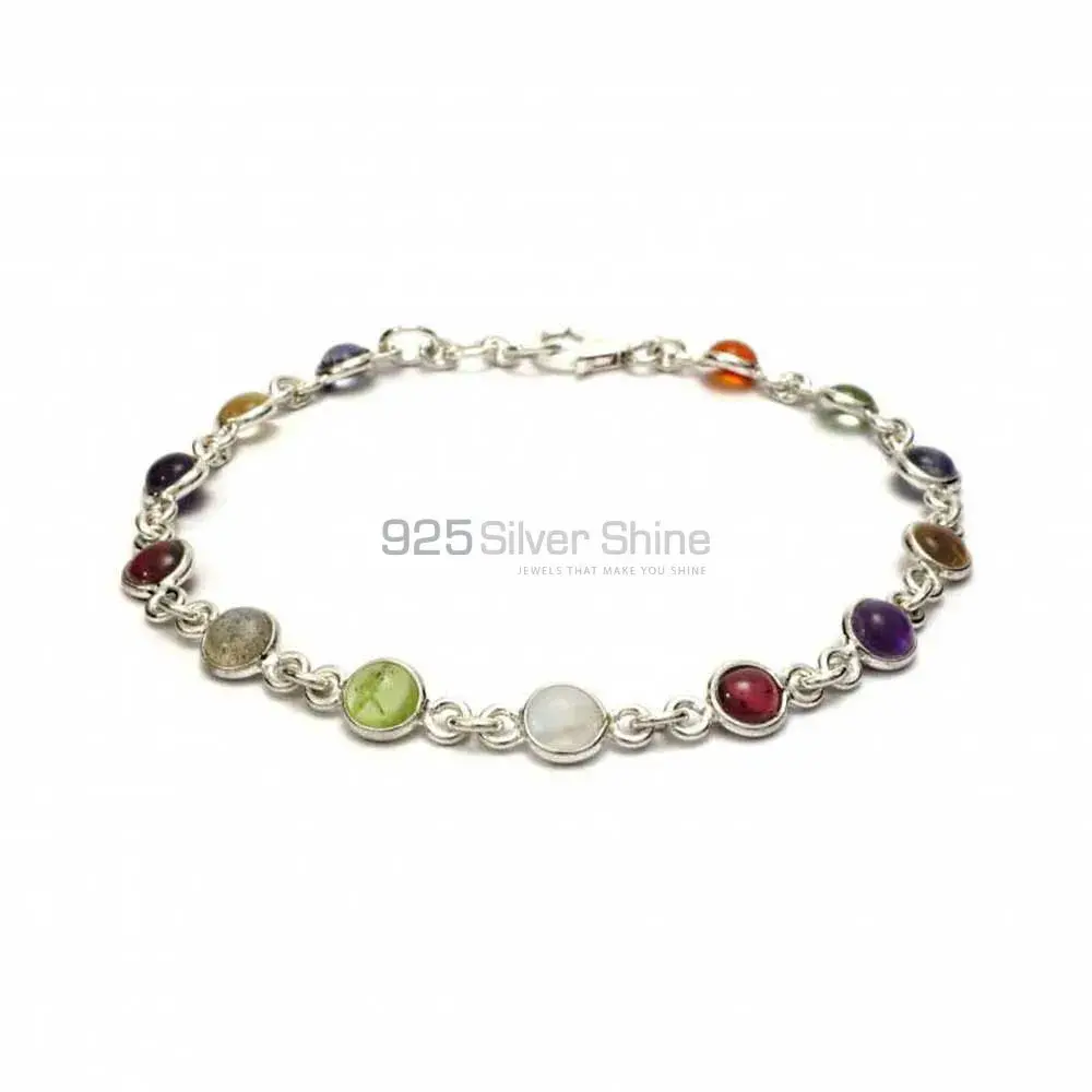 925 Solid Silver Bracelets In Multi Stone Gemstone Jewelry 925SB254