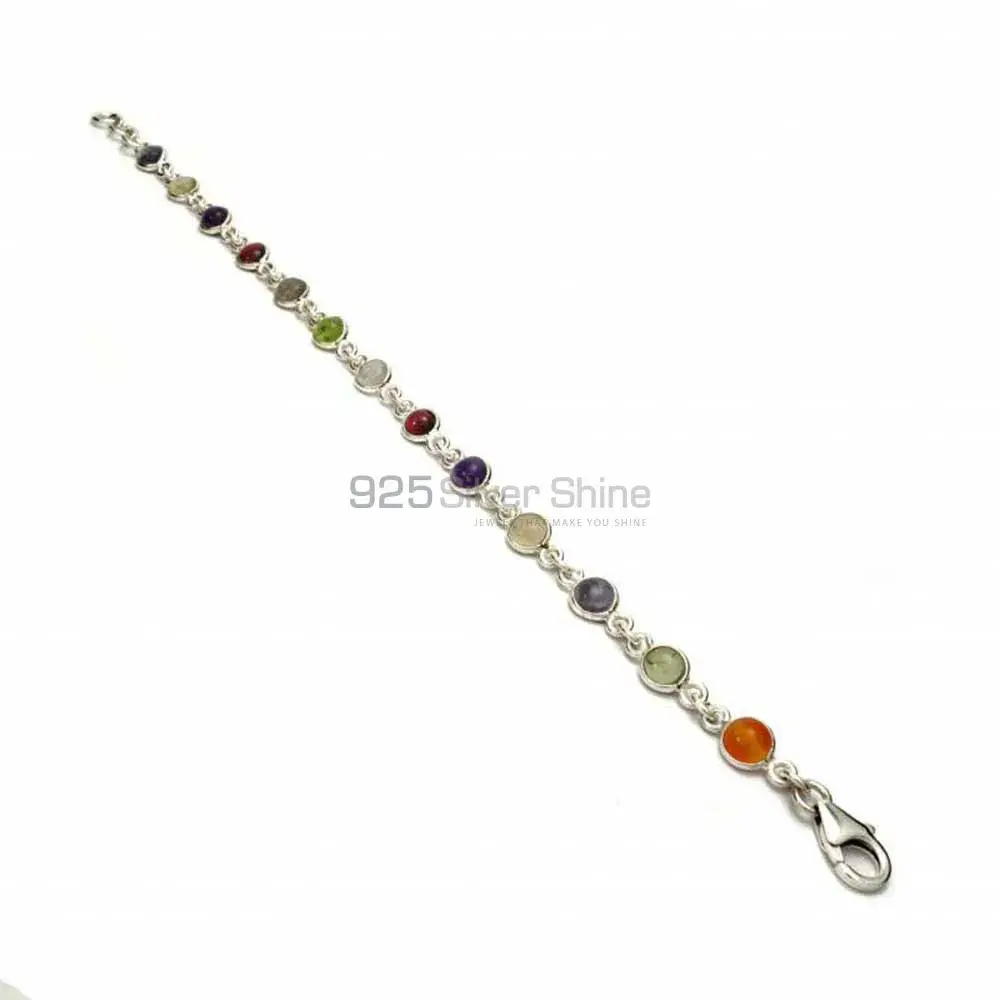 925 Solid Silver Bracelets In Multi Stone Gemstone Jewelry 925SB254_0