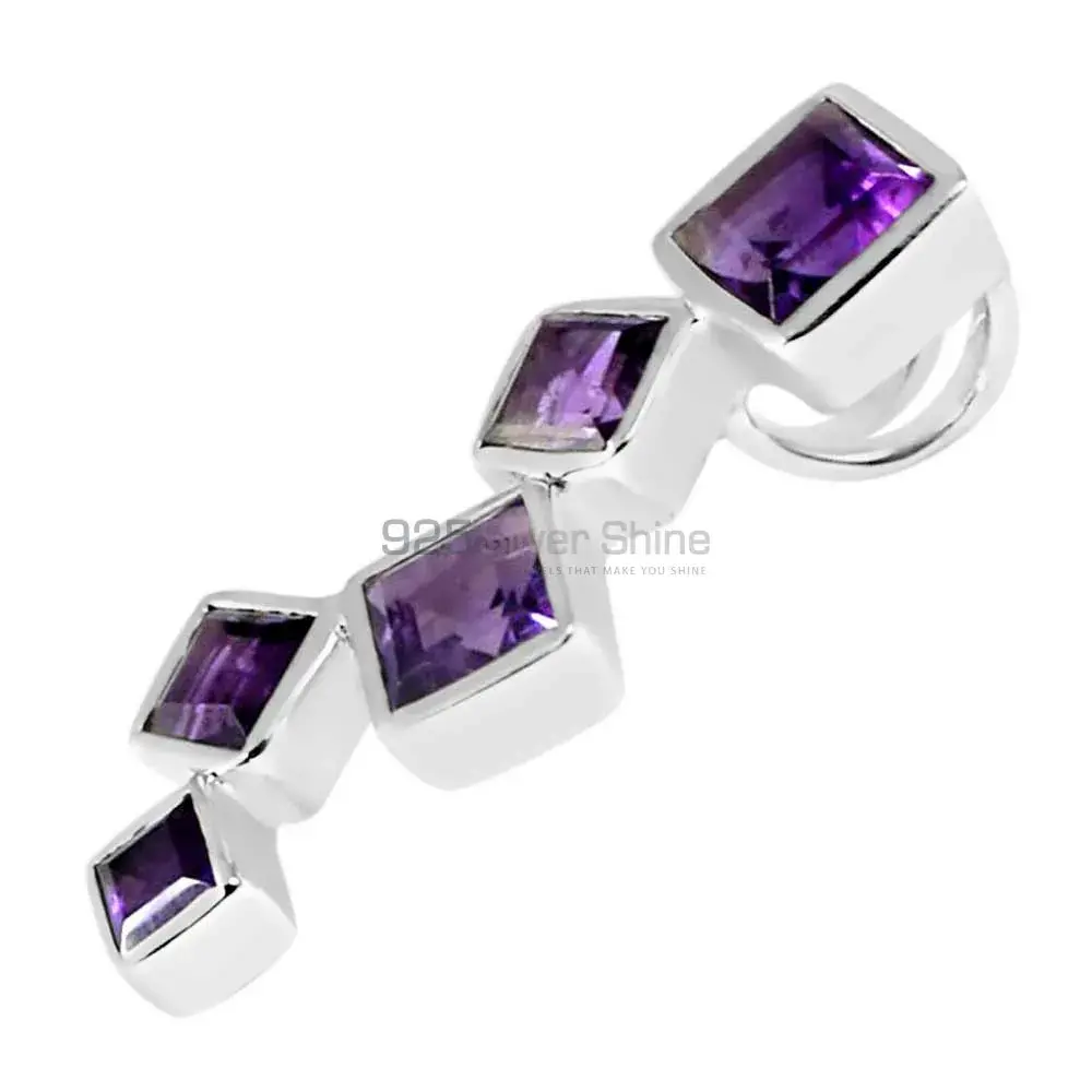 925 Solid Silver Pendants In Amethyst Gemstone Jewelry 925SP246-5_1