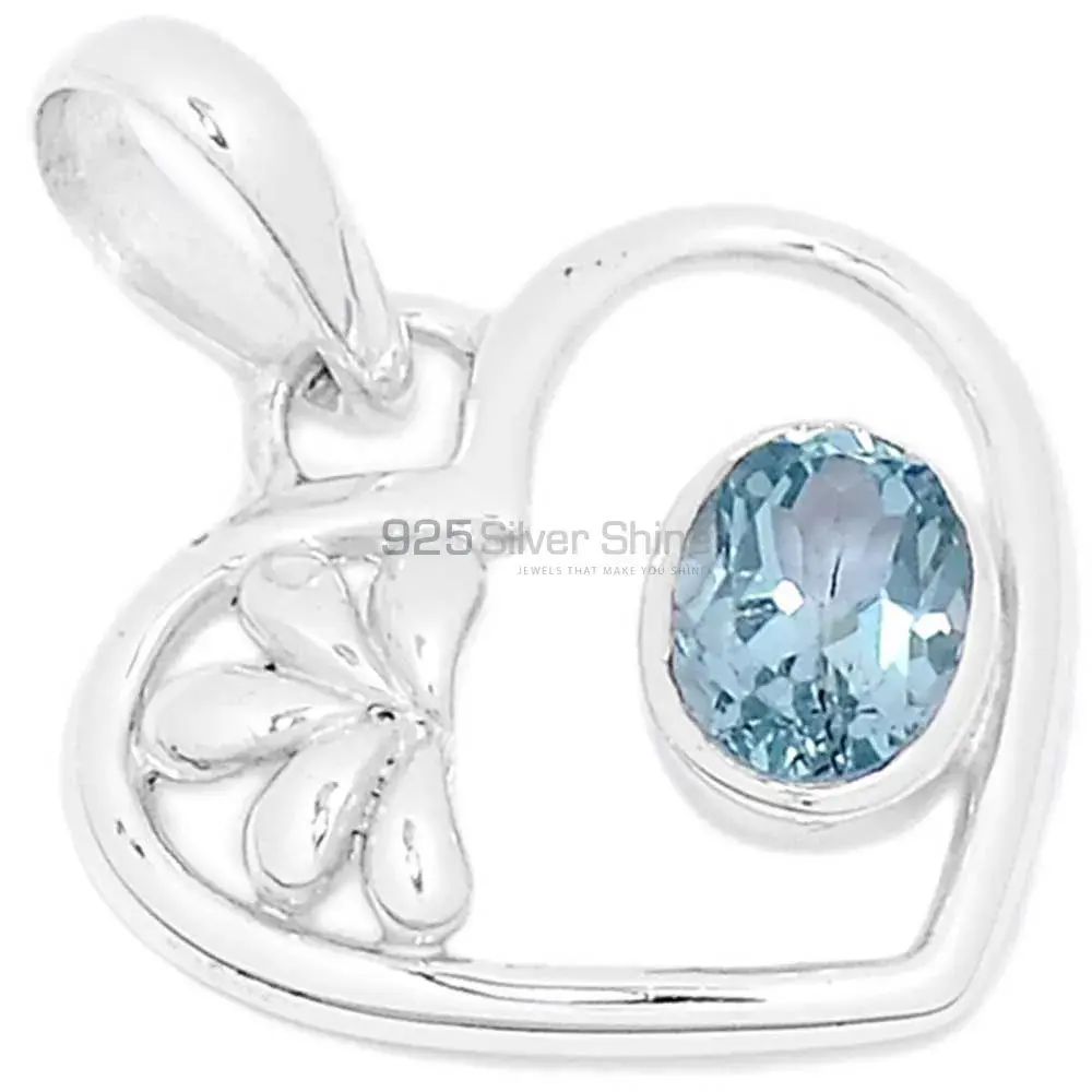 High Quality 925 Solid Silver Pendants Exporters In Blue Topaz Gemstone Jewelry 925SP278-3