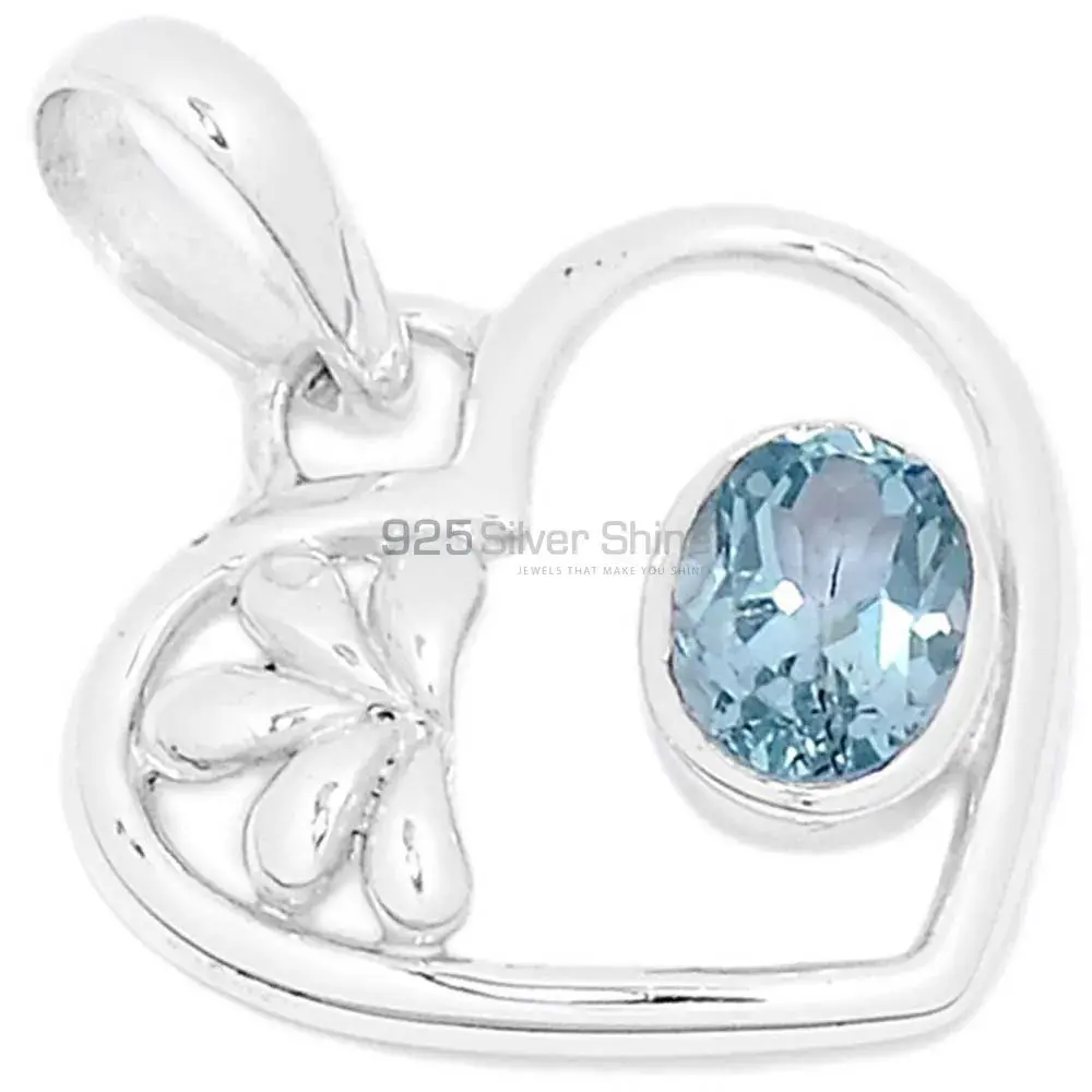 925 Solid Silver Pendants In Blue Topaz Gemstone Jewelry 925SP278-3