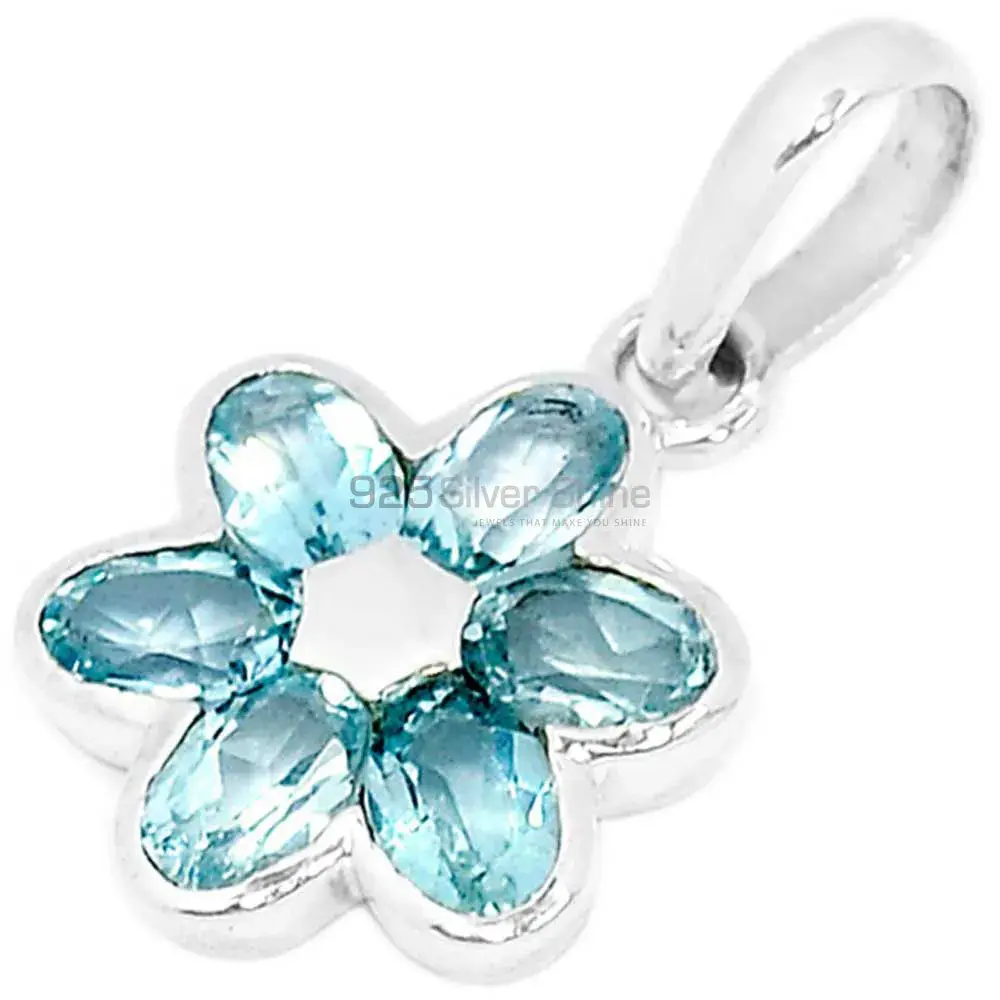 925 Solid Silver Pendants In Blue Topaz Gemstone Jewelry 925SSP303-2_1
