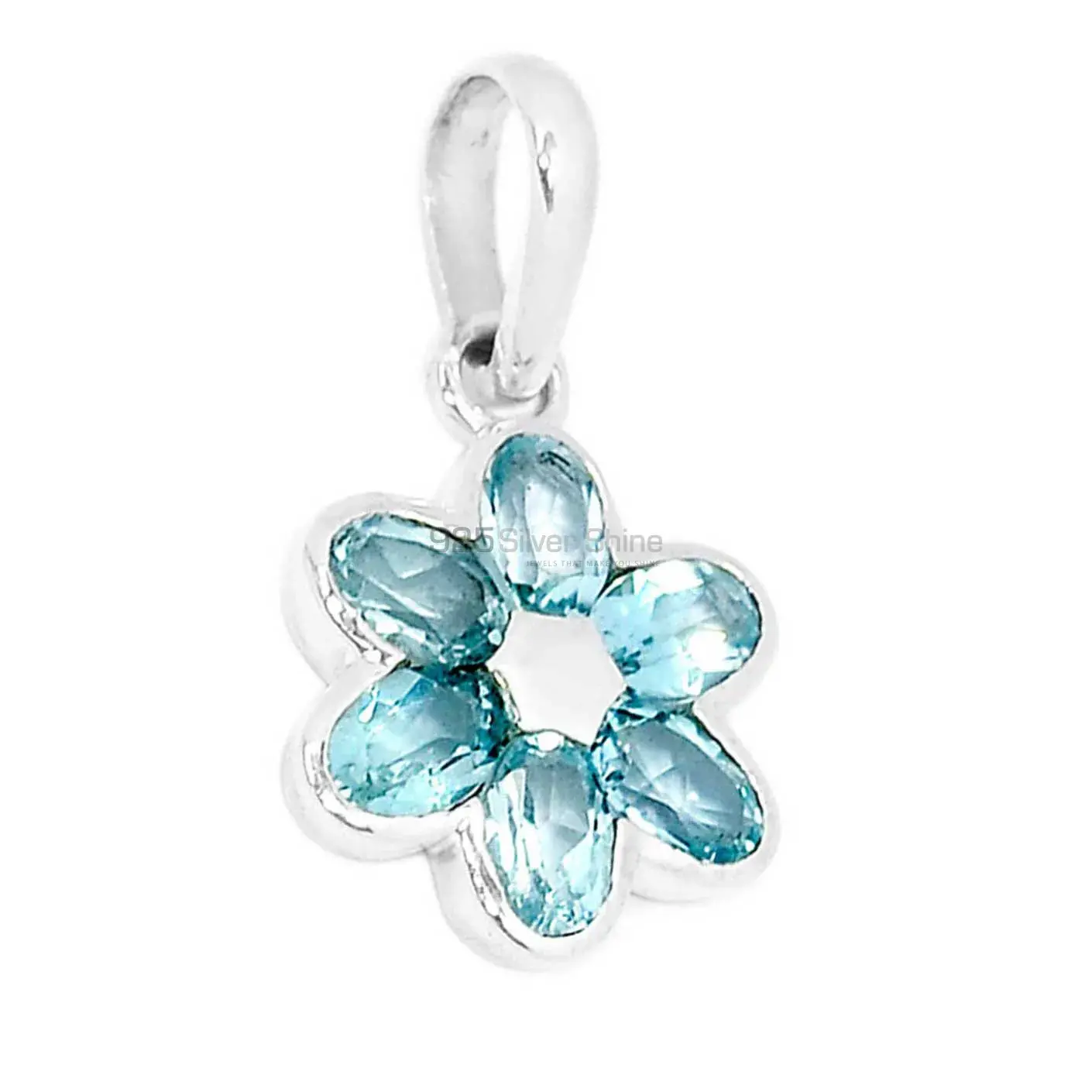 High Quality 925 Solid Silver Pendants Exporters In Blue Topaz Gemstone Jewelry 925SSP303-2_1