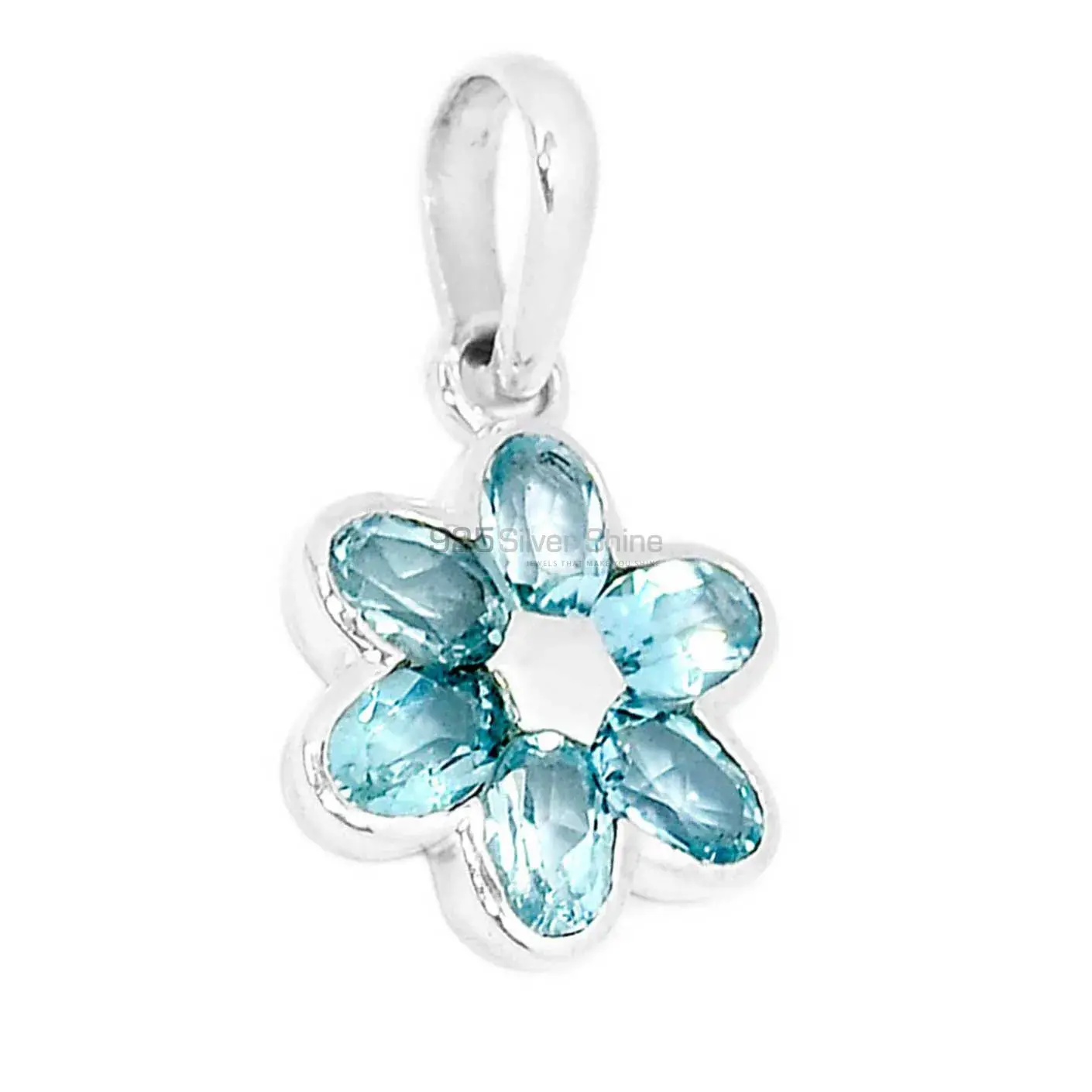 925 Solid Silver Pendants In Blue Topaz Gemstone Jewelry 925SSP303-2_2