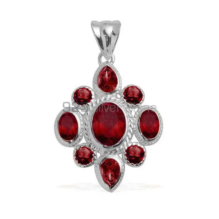 High Quality 925 Solid Silver Pendants Exporters In Garnet Gemstone Jewelry 925SP1674