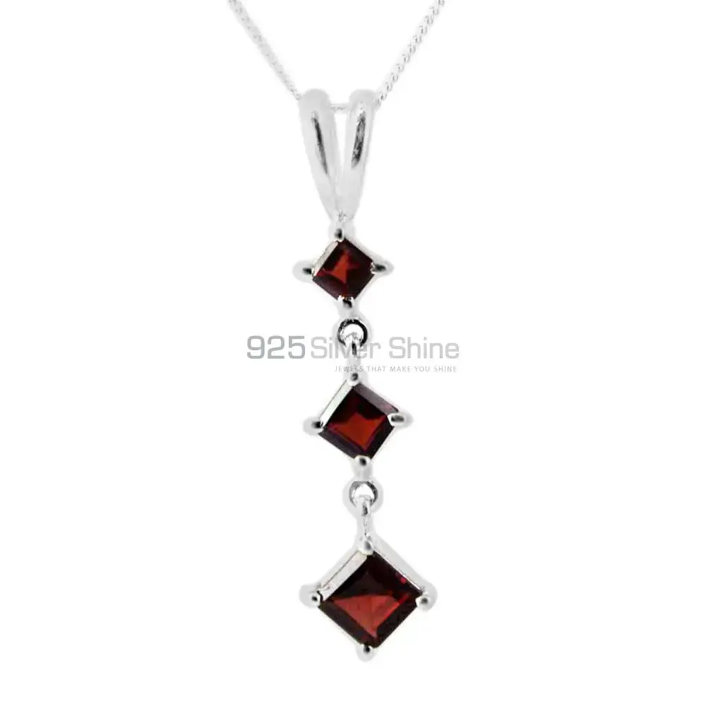 High Quality 925 Solid Silver Pendants Exporters In Garnet Gemstone Jewelry 925SP214-1