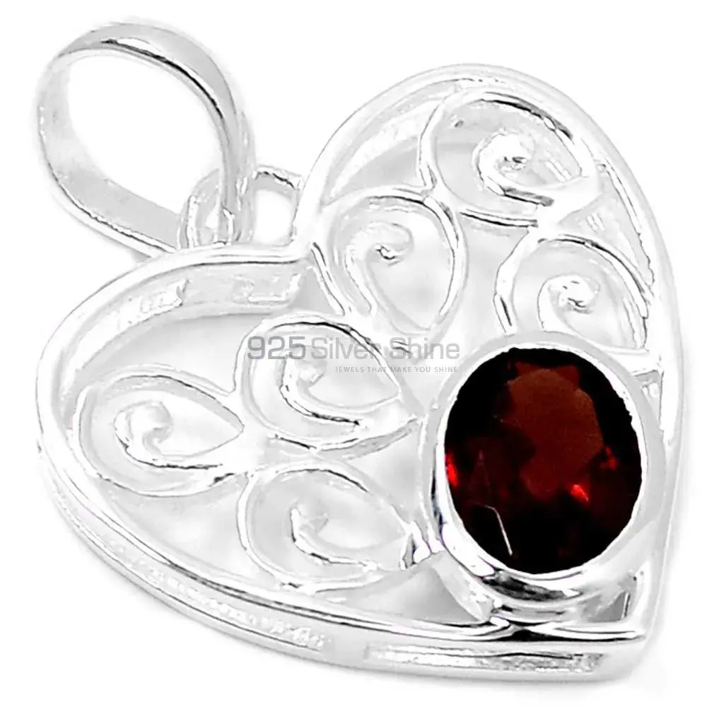 High Quality 925 Solid Silver Pendants Exporters In Garnet Gemstone Jewelry 925SP222-6_1