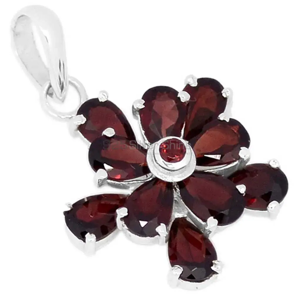 High Quality 925 Solid Silver Pendants Exporters In Garnet Gemstone Jewelry 925SP269-4