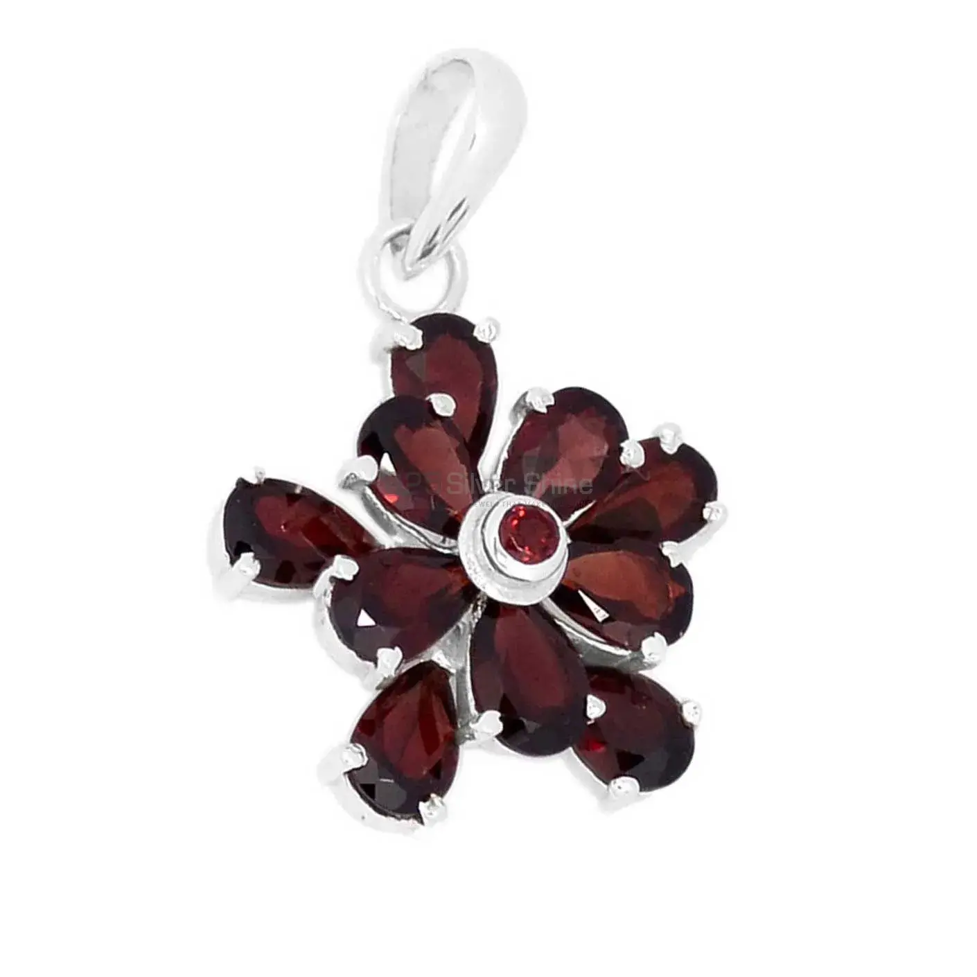 High Quality 925 Solid Silver Pendants Exporters In Garnet Gemstone Jewelry 925SP269-4_1