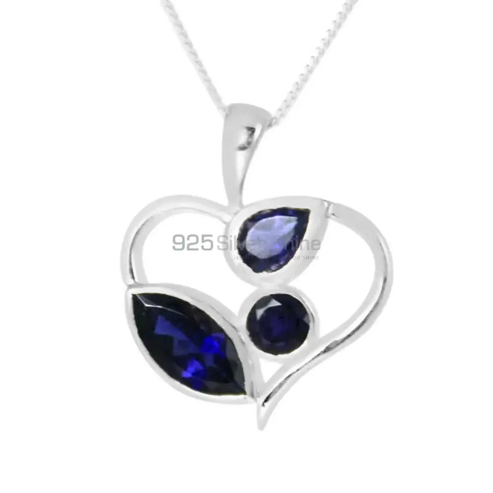 High Quality 925 Solid Silver Pendants Exporters In Iolite Gemstone Jewelry 925SP229-7