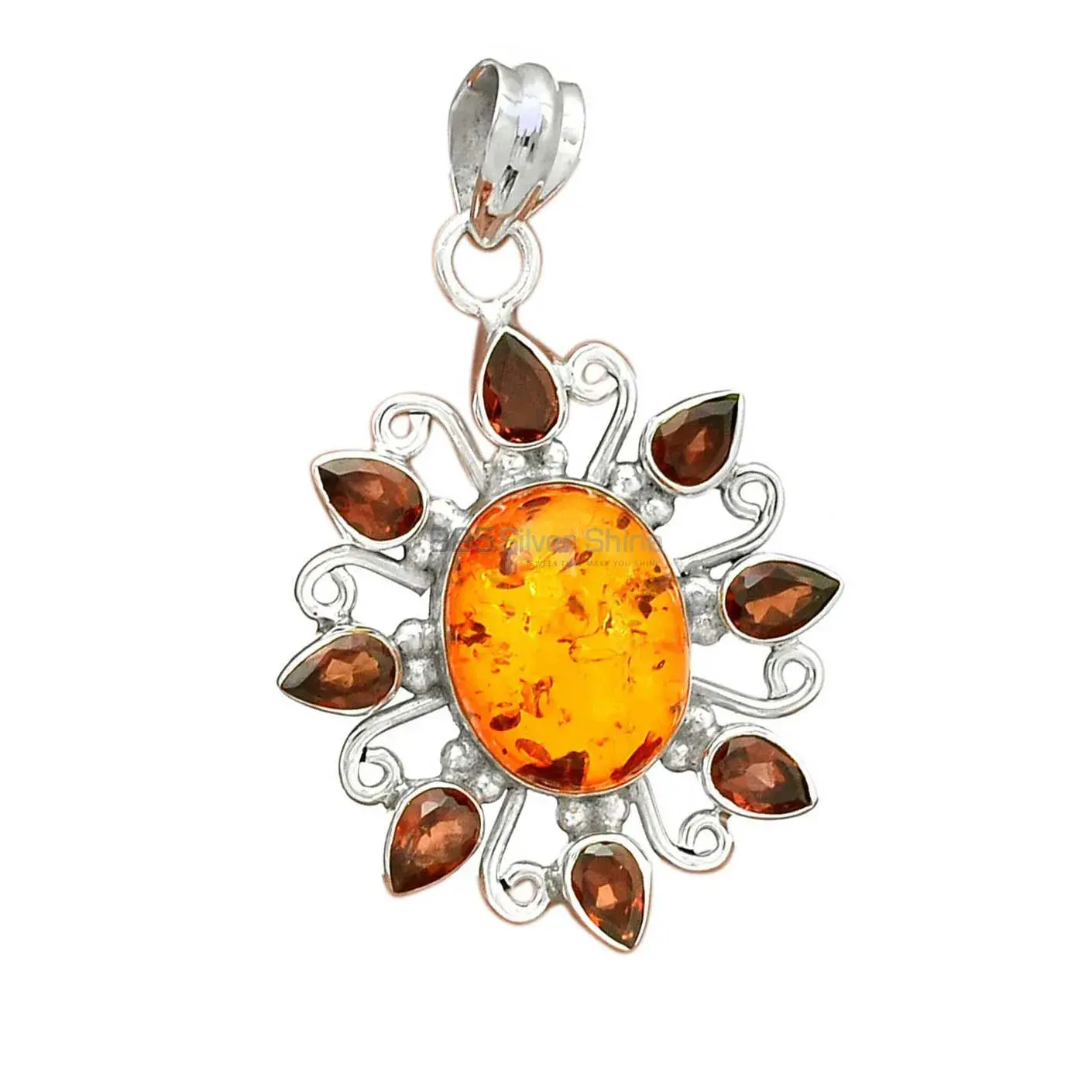 925 Solid Silver Pendants In Multi Gemstone Jewelry 925SP074-1_2
