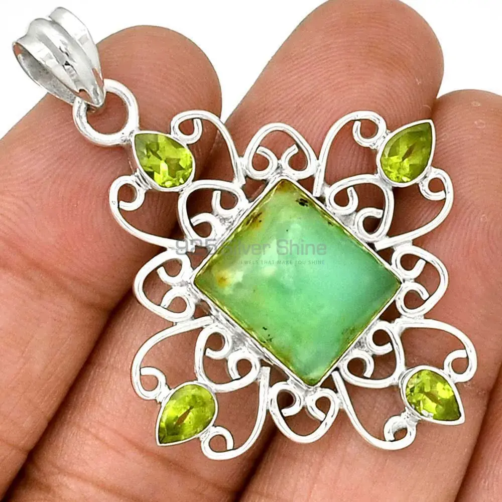 High Quality 925 Solid Silver Pendants Exporters In Multi Gemstone Jewelry 925SP096-2_0