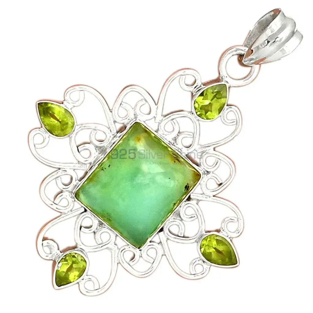 High Quality 925 Solid Silver Pendants Exporters In Multi Gemstone Jewelry 925SP096-2_2