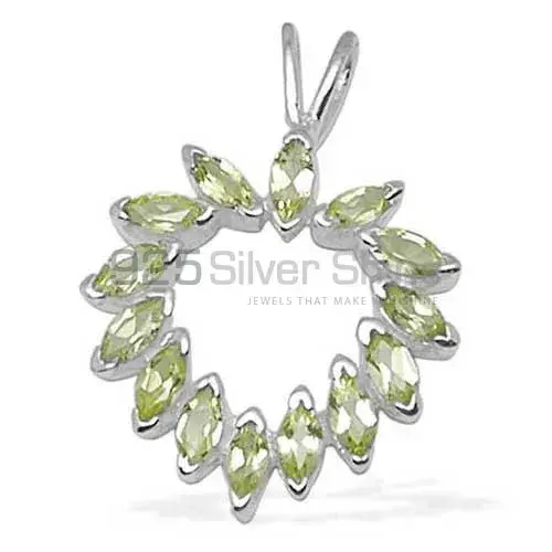 High Quality 925 Solid Silver Pendants Exporters In Peridot Gemstone Jewelry 925SP1374