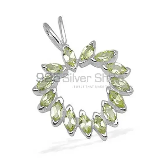 High Quality 925 Solid Silver Pendants Exporters In Peridot Gemstone Jewelry 925SP1374_0