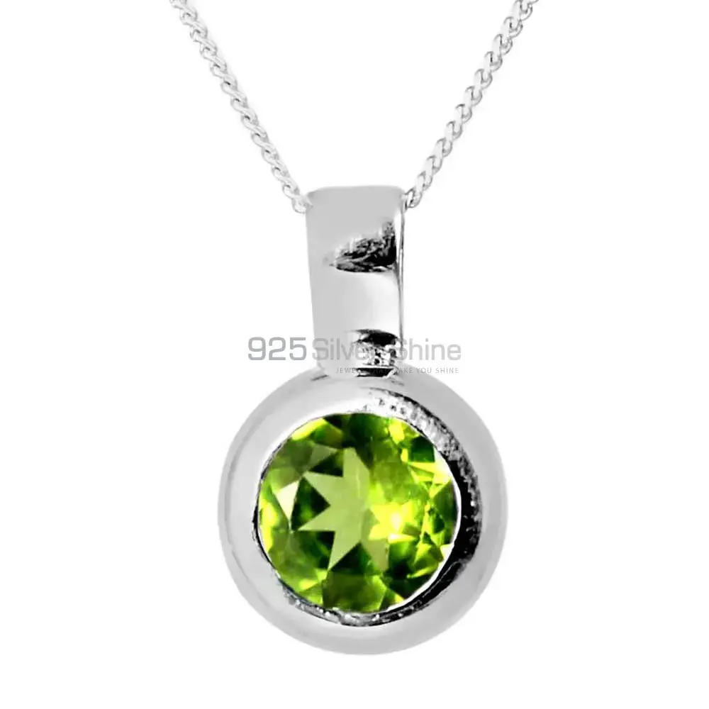 High Quality 925 Solid Silver Pendants Exporters In Peridot Gemstone Jewelry 925SP262-2
