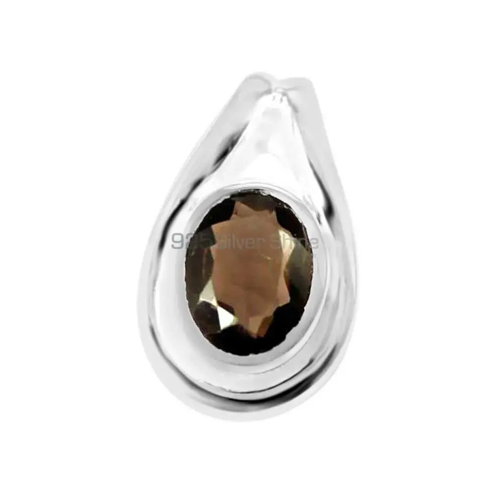 High Quality 925 Solid Silver Pendants Exporters In Smokey Gemstone Jewelry 925SP206-5_0