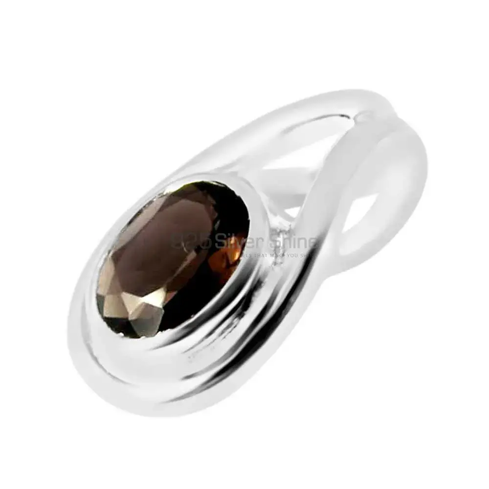 925 Solid Silver Pendants In Smokey Gemstone Jewelry 925SP206-5_1