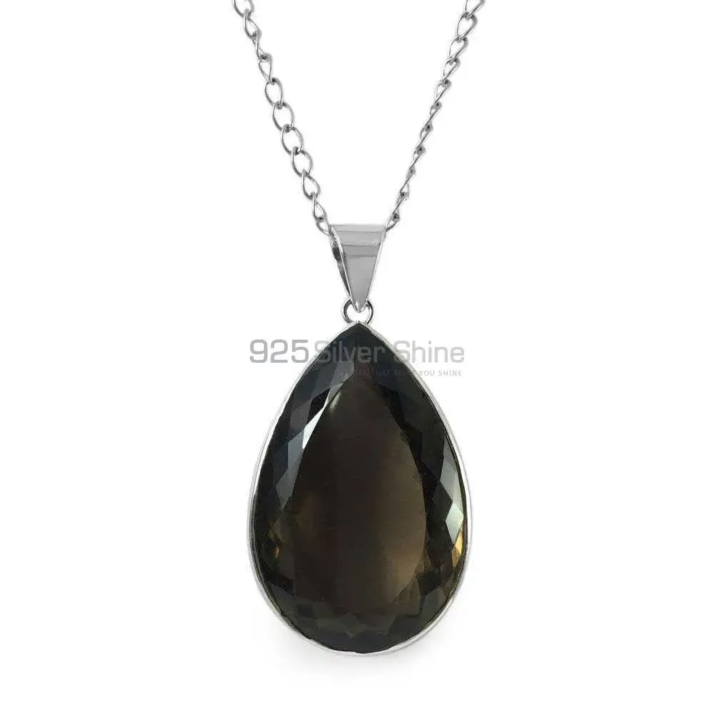 925 Solid Silver Pendants In Smoky Quartz Gemstone Jewelry 925SP151_0