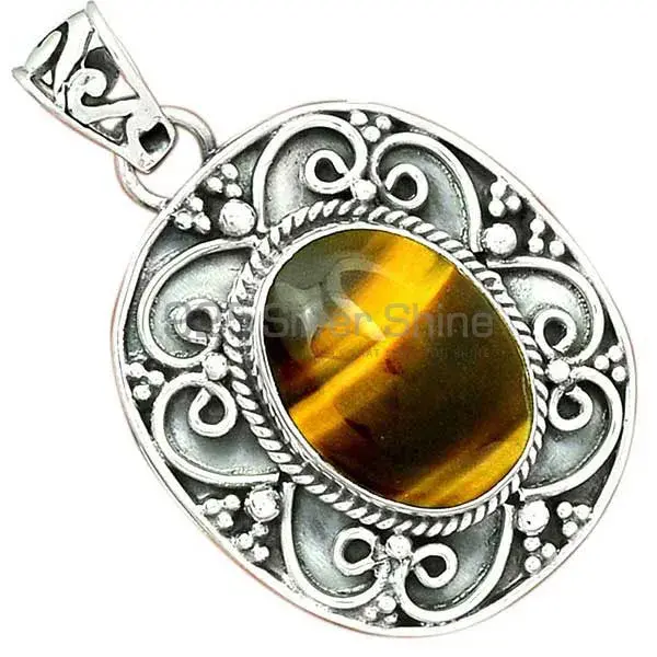 High Quality 925 Solid Silver Pendants Exporters In Tiger's Eye Gemstone Jewelry 925SP46-5