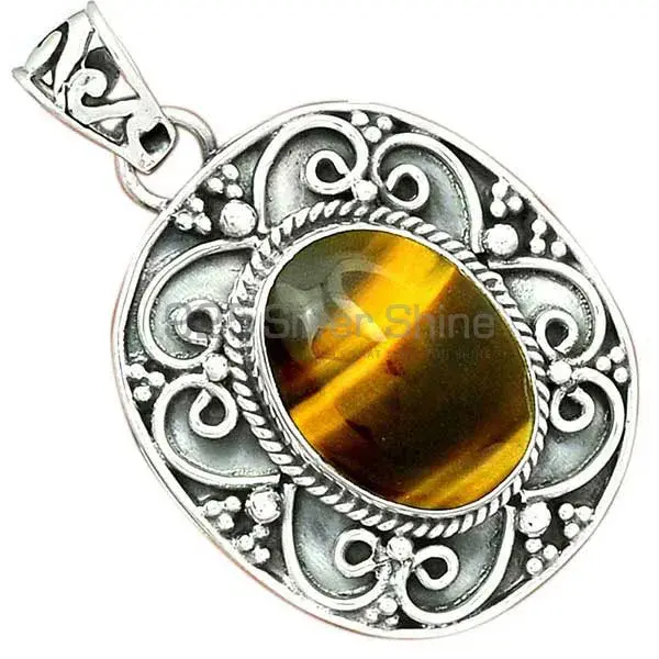 925 Solid Silver Pendants In Tiger's Eye Gemstone Jewelry 925SP46-5_0