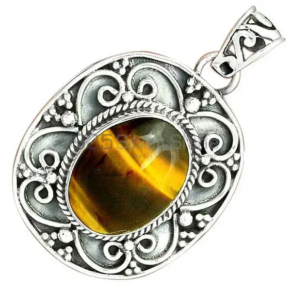 High Quality 925 Solid Silver Pendants Exporters In Tiger's Eye Gemstone Jewelry 925SP46-5_2