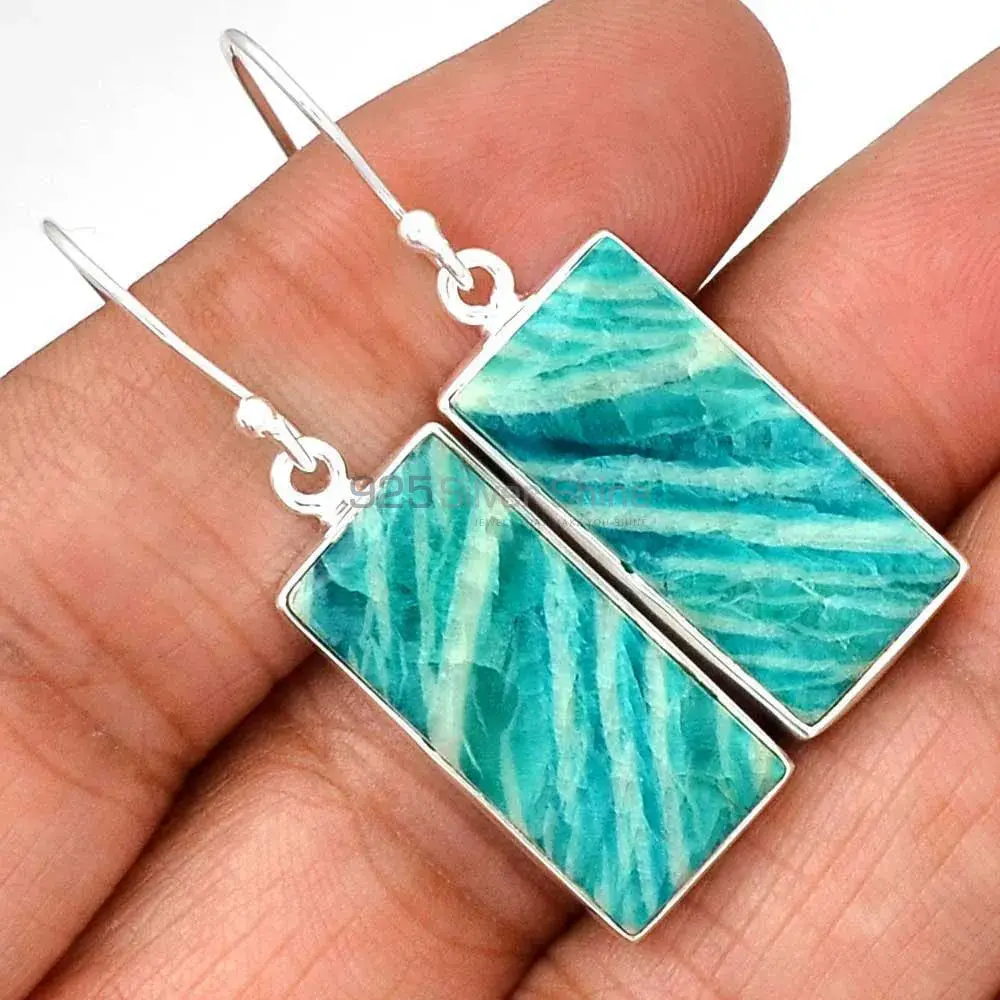 925 Sterling Silver Earrings In Amazonite Gemstone Jewelry 925SE2686_2