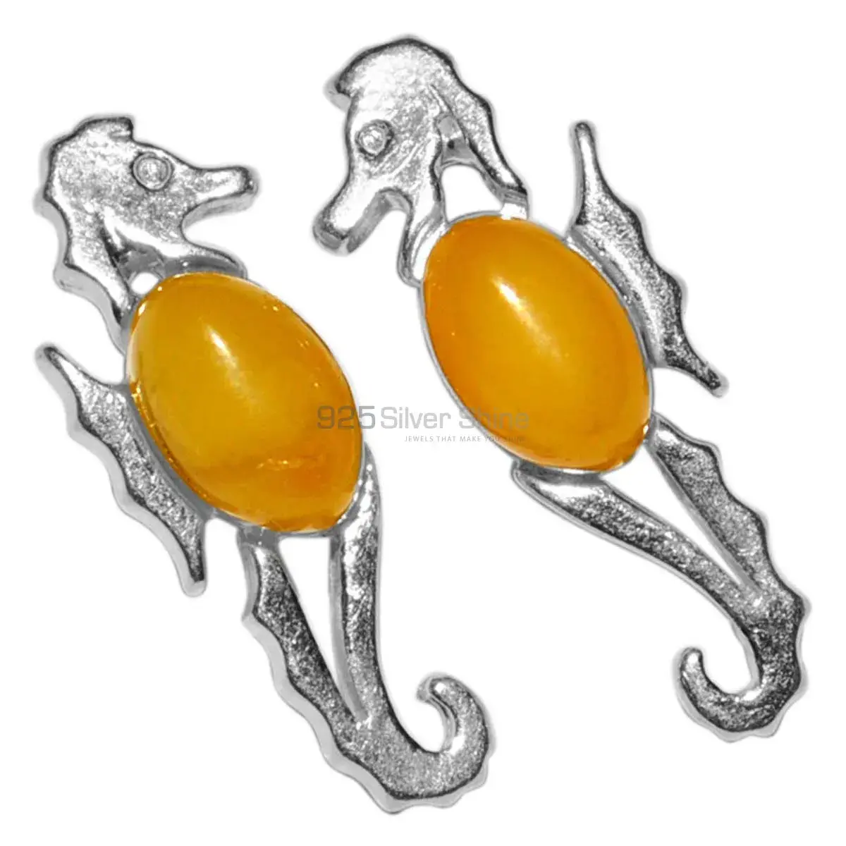 High Quality 925 Sterling Silver Earrings In Amber Gemstone Jewelry 925SE2931