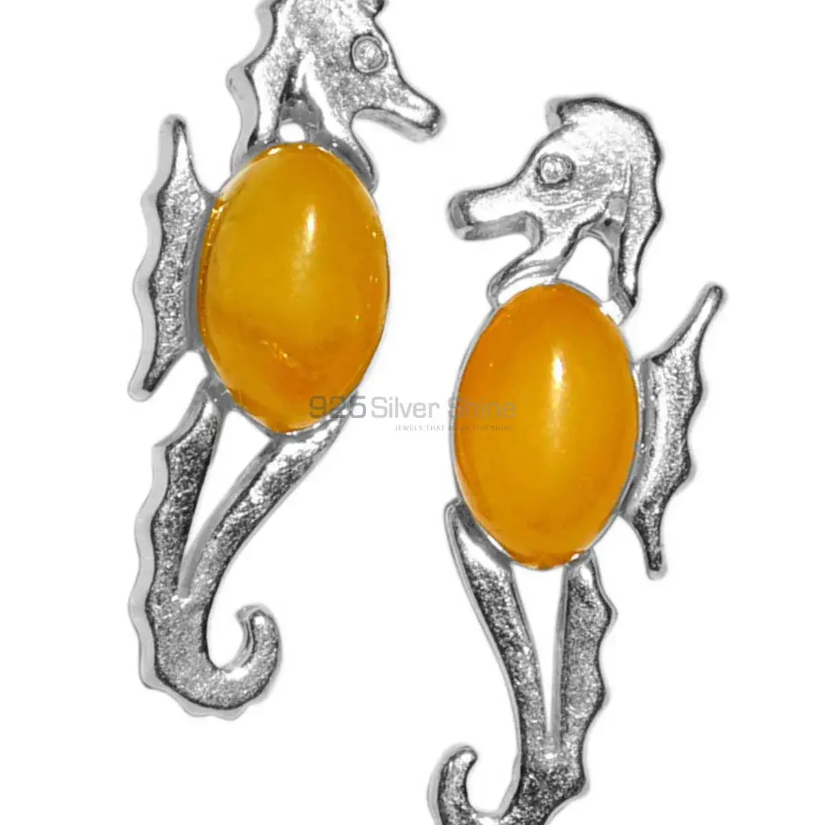 High Quality 925 Sterling Silver Earrings In Amber Gemstone Jewelry 925SE2931_0