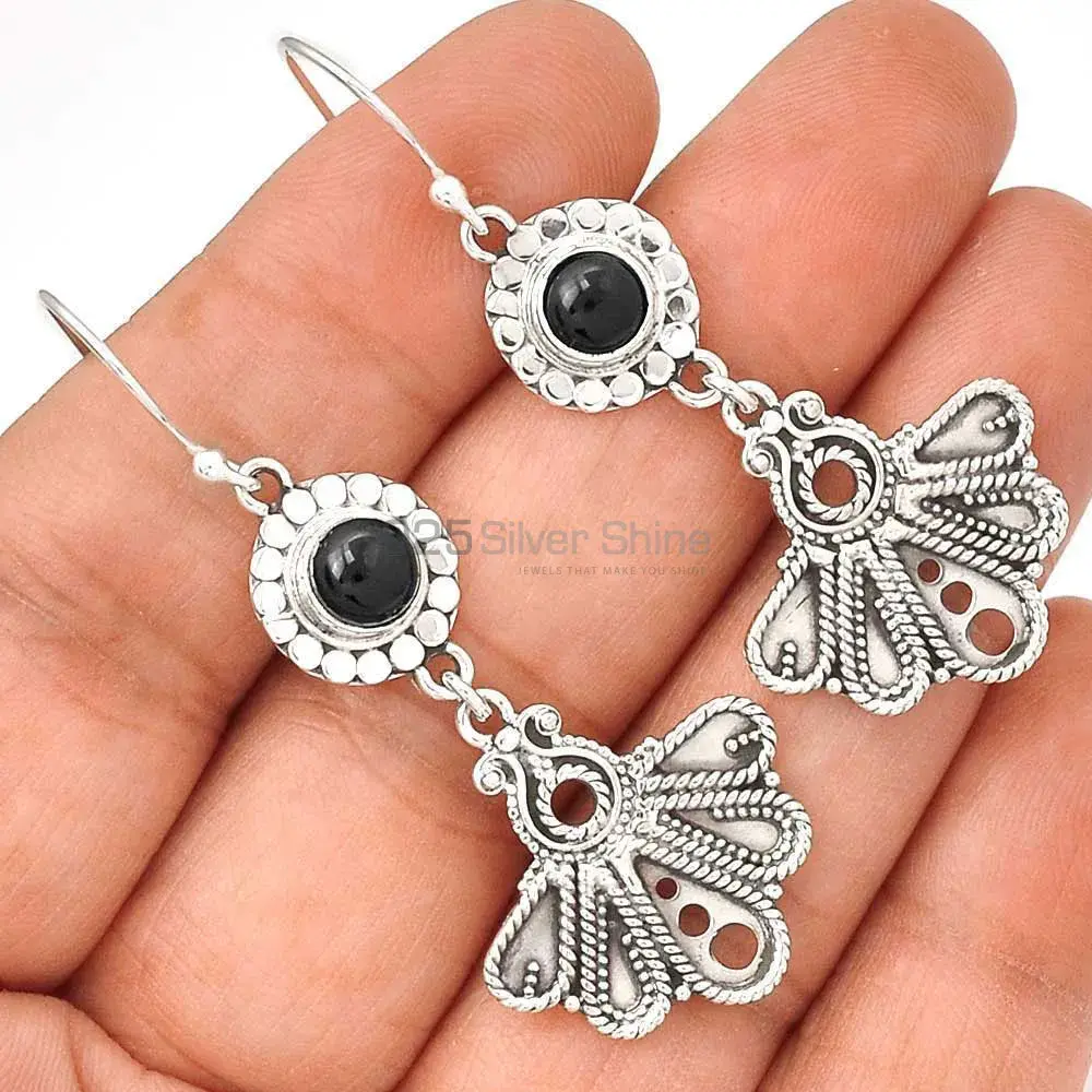 High Quality 925 Sterling Silver Earrings In Black Onyx Gemstone Jewelry 925SE3089_0