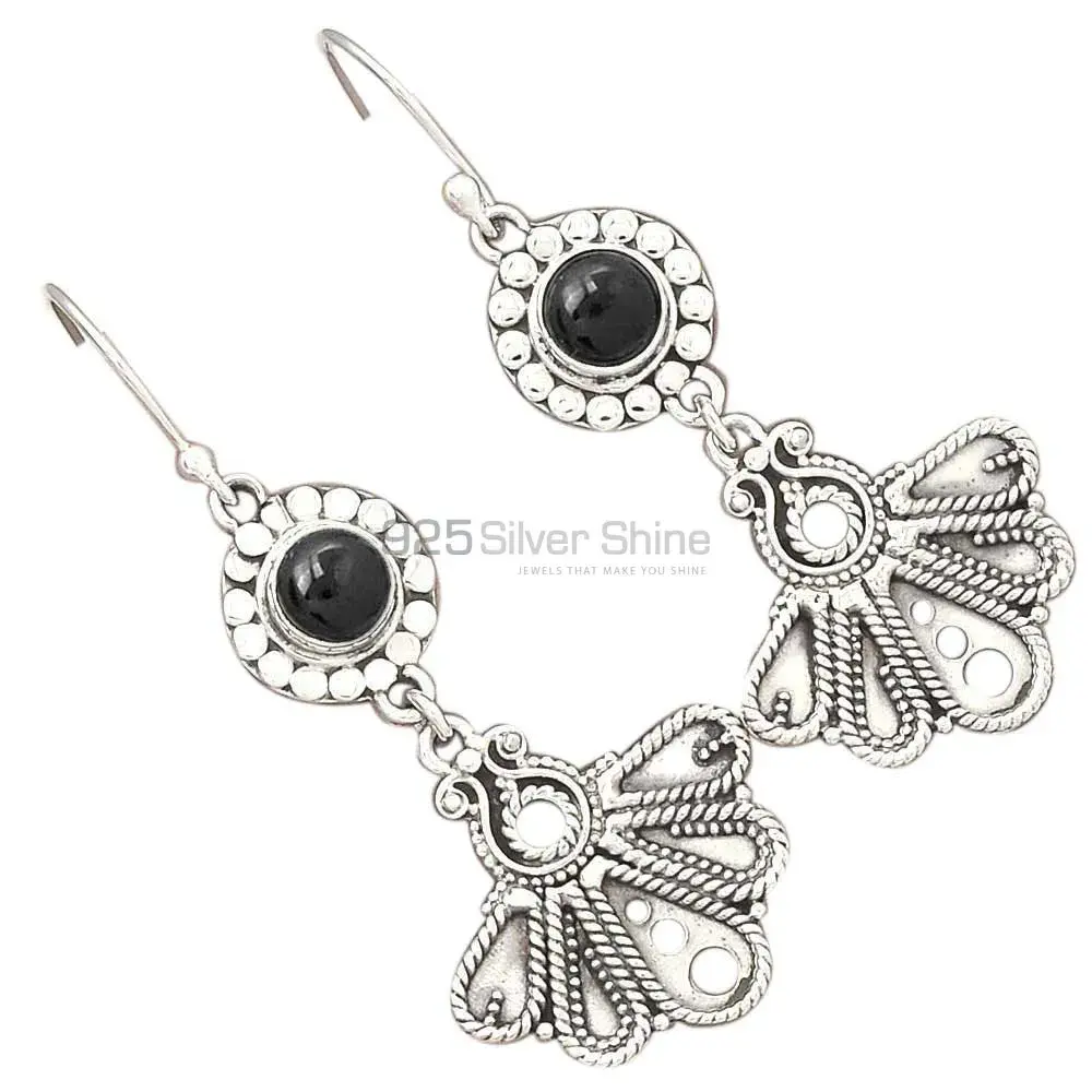 High Quality 925 Sterling Silver Earrings In Black Onyx Gemstone Jewelry 925SE3089_1