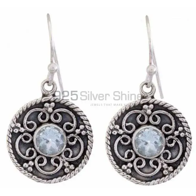 High Quality 925 Sterling Silver Earrings In Blue Topaz Gemstone Jewelry 925SE1205